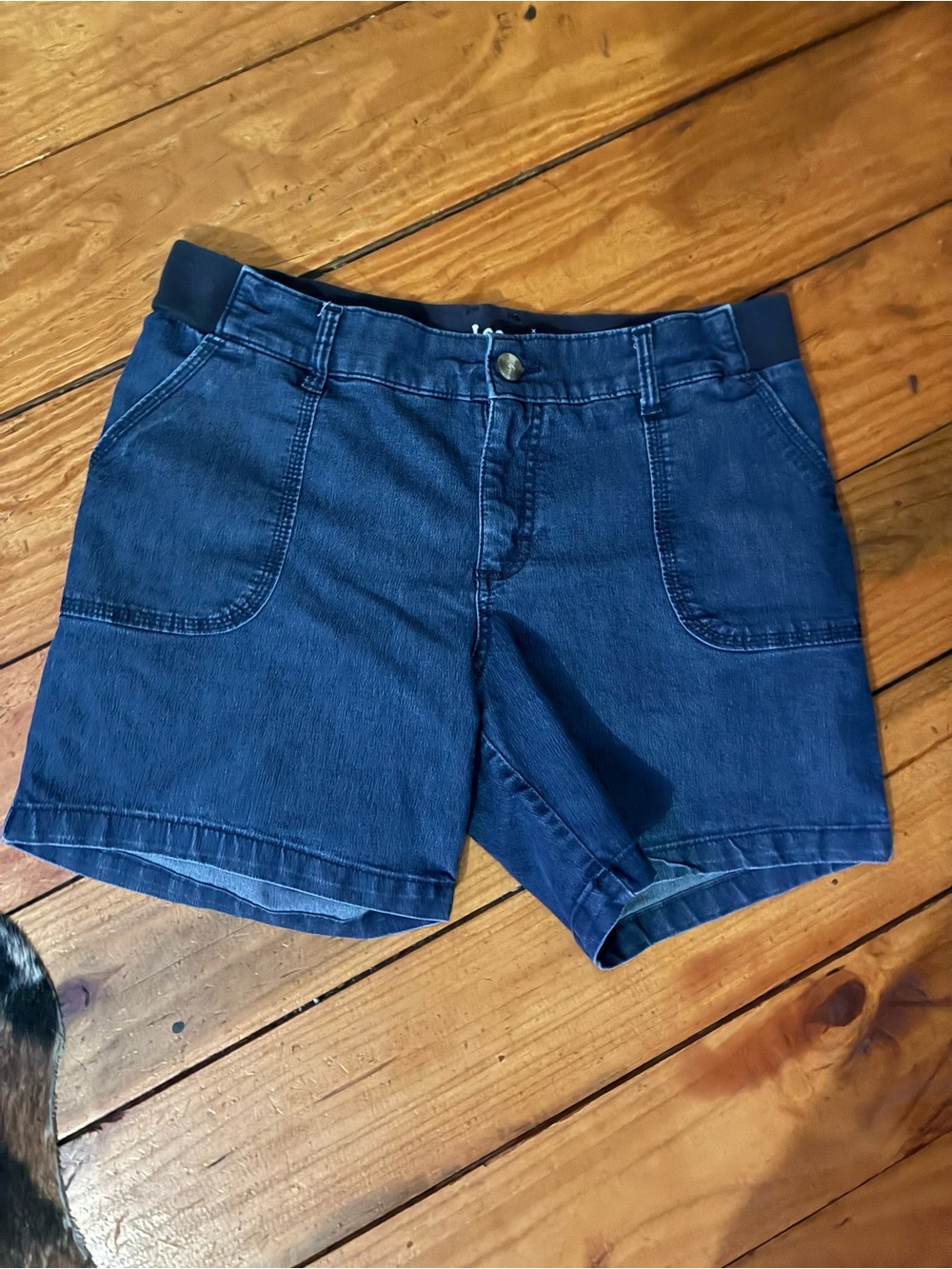 Lee Women’s Dark Blue Denim Shorts with Elastic Waist Panels 12M